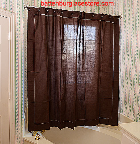 Chocolate Brown Hemstitch Shower Curtain